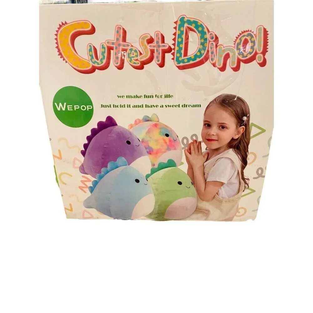 WePop 20 in Dino Pillow Blue New in Box 100% Cotton